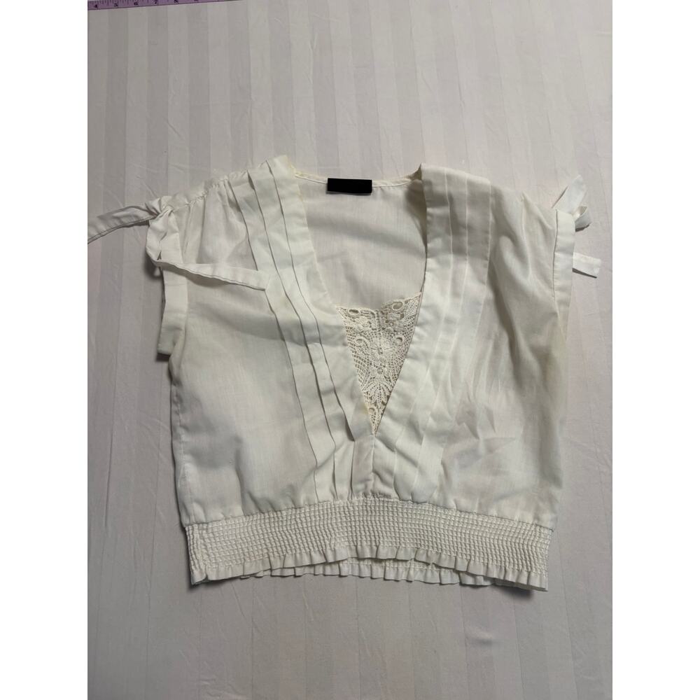 Y2K White Boho Peasant Top Coquette Fairy Cottagecore